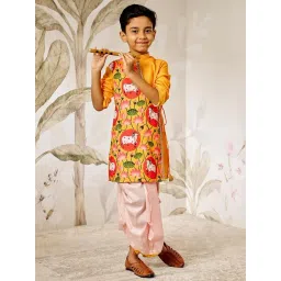 Vastramay Boys Mustard Regular Fit Printed Kurta Set-picture-21