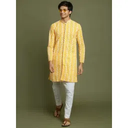 VASTRAMAY Boys Orange & White Cotton Embroidery Full Sleeves Kurta Sets-picture-12