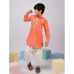 Vastramay Boys Orange Regular Fit Printed Kurta Set-picture-19