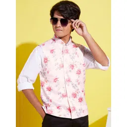 VASTRAMAY Boys Peach-Colored Printed Woven Nehru Jackets-picture-16