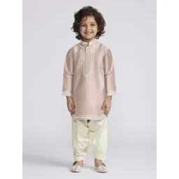VASTRAMAY Boys Peach Kurta And Patiala Set-picture-21