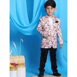 VASTRAMAY Boys Pink & Green Printed Single-Breasted Blazer-picture-14