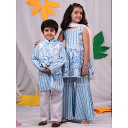 VASTRAMAY Boys Printed Cotton Slim-Fit Nehru Jacket-picture-22