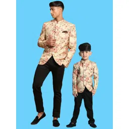 VASTRAMAY Boys Printed Slim-Fit Bandhgala Blazer-picture-32