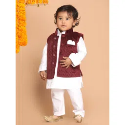 VASTRAMAY Boys Printed Velvet Nehru Jacket-picture-19