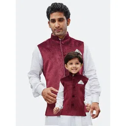 VASTRAMAY Boys Printed Velvet Nehru Jacket-picture-26