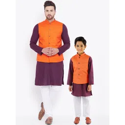 VASTRAMAY Boys Purple Kurta with Pyjamas-picture-37