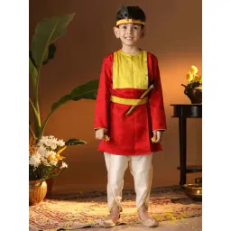VASTRAMAY Boys Red & Cream Embroidery Full Sleeves Kurta Sets-picture-12