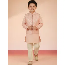VASTRAMAY Boys Regular Mirror Work Kurta with Pyjamas-picture-17