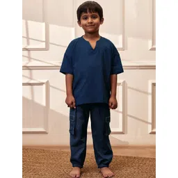 VASTRAMAY Boys Regular Pure Cotton Kurta with Trousers-picture-39