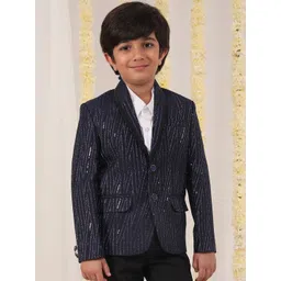 VASTRAMAY Boys Self-Design Single-Breasted Slim-Fit Blazer-picture-26