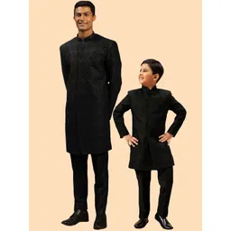 VASTRAMAY Boys Self-Designed Glitter Indo Western Sherwani Set-picture-51