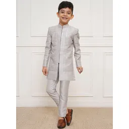 Vastramay Boys Slim Fit Embroidered Sherwani Set-picture-28