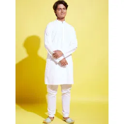 VASTRAMAY Boys White Pure Cotton Kurta with Pyjamas-picture-21