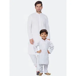 VASTRAMAY Boys White Pure Cotton Kurta with Pyjamas-picture-19