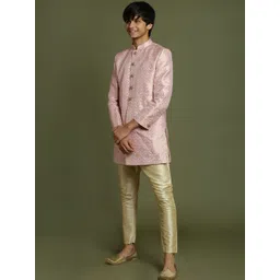 VASTRAMAY Boys Woven Design Brocade Sherwani Set-picture-18