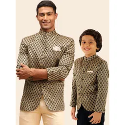 VASTRAMAY Boys Woven Designed Slim-fit Jodhpuri Silk Jacquard Blazer-picture-13