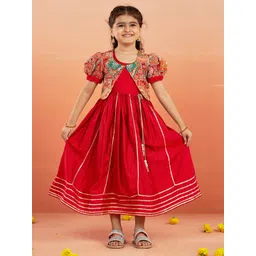 VASTRAMAY Embroidered Puff Sleeve Crepe Maxi Dress-picture-54