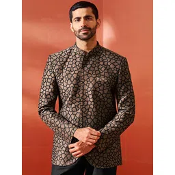 VASTRAMAY Embroidered Slim-Fit Bandhgala Blazer-picture-31