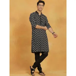 VASTRAMAY Floral Embroidered Thread Work Straight Kurta with Pyjama-image-21