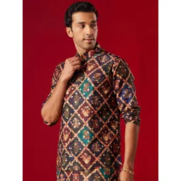 VASTRAMAY Floral Printed Mandarin Collar Nehru Jacket-picture-15