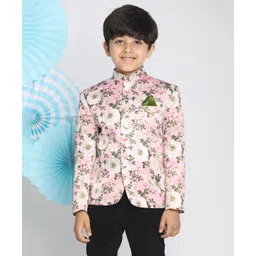 Vastramay Full Sleeves Floral Printed Jodhpuri Jacket - Pink-picture-20