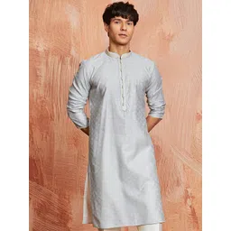 VASTRAMAY Geometric Embroidered Thread Work Jacquard Straight Kurta-picture-20