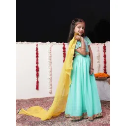 VASTRAMAY Girls Aqua Lehenga with Choli and Dupatta Set-picture-46