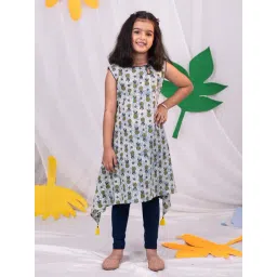 VASTRAMAY Girls Blue Cotton Printed Clothing Sets-picture-26