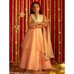 VASTRAMAY Girls Embroidered Sequinned Ready to Wear Lehenga & Blouse With Dupatta-picture-22