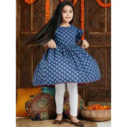 VASTRAMAY Girls Floral Printed Regular Pure Cotton Kurta-picture-14