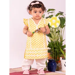 VASTRAMAY Girls Floral Printed Regular Pure Cotton Kurta with Pyjamas-picture-18