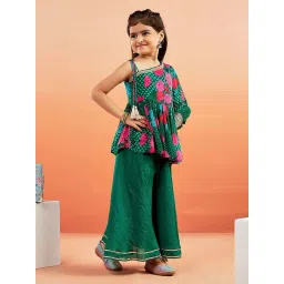 VASTRAMAY Girls Green Kurta Palazzo Set-picture-39