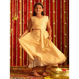 VASTRAMAY Girls Peach Embroidery Lehenga Cholis-picture-47