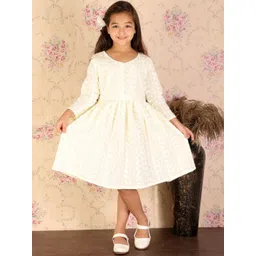 VASTRAMAY Girls Yellow Embroidered Chikankari Ethnic Dress-picture-12