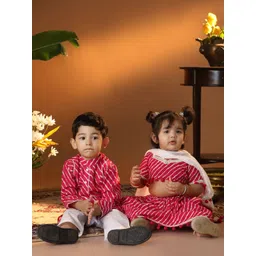 VASTRAMAY Infant Girls Leheriya Printed Ready to Wear Lehenga & Blouse With Dupatta-picture-42