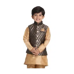 VASTRAMAY Kids Black & Golden Embroidered Nehru Jacket-picture-24
