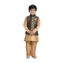 VASTRAMAY Kids Black & Rose Gold Embellished Kurta Set-picture-14