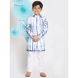 VASTRAMAY Kids Blue & White Cotton Over Dyed Kurta Set-picture-24