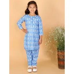 VASTRAMAY Kids Blue & White Printed Kurta Set-picture-38
