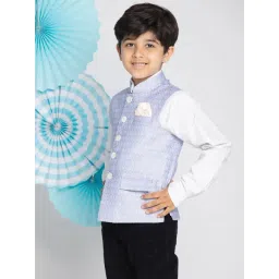 VASTRAMAY Kids Blue Printed Nehru Jacket-picture-18