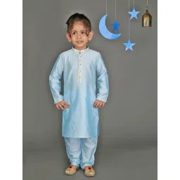 VASTRAMAY Kids Blue Regular Fit Kurta Set-picture-37