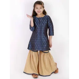 VASTRAMAY Kids Blue Self Pattern Suit Set-picture-25