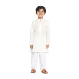 VASTRAMAY Kids Cream & White Kurta Set-picture-27