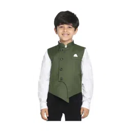VASTRAMAY Kids Dark Green Nehru Jacket-picture-26