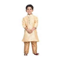 VASTRAMAY Kids Gold Self Pattern Kurta Set-picture-12