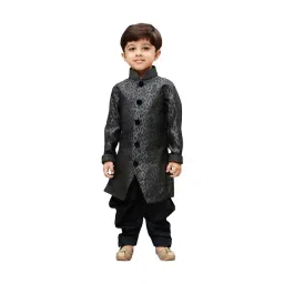 VASTRAMAY Kids Grey Embroidered Sherwani Set-picture-11
