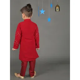 VASTRAMAY Kids Maroon Embellished Kurta Set image 2