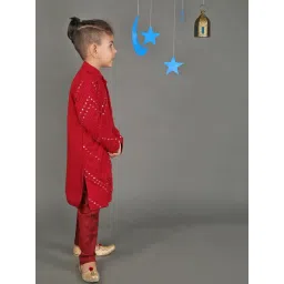VASTRAMAY Kids Maroon Embellished Kurta Set image 3