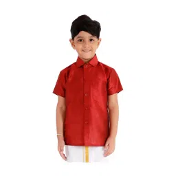 VASTRAMAY Kids Maroon Ethnic Shirt-picture-26